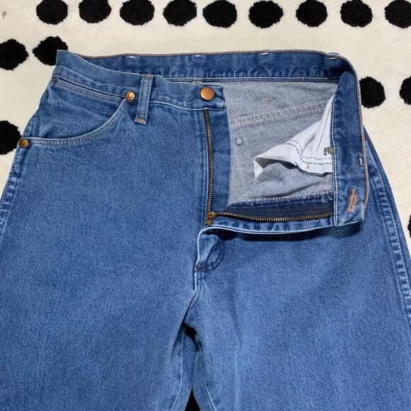 Vintage Wrangler 14MWZC Cowboy Cut High Rise Faded Wash Denim Straight Leg Jeans - Picture 4 of 13